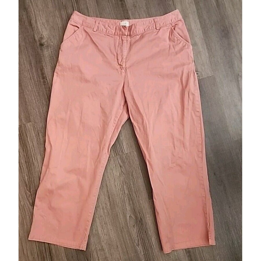 J.jill Travel Pants Salmon Women Size 12 Coral Orange Chino Ankle Cropped